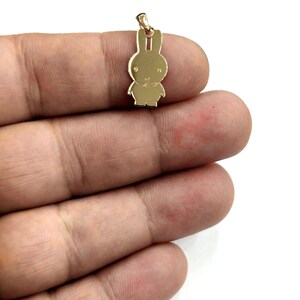 14k yellow Gold Miffy Rabbit Bunny animal Pendant charm Gift fine jewelry 1.1g image 11