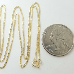 New 14K Yellow Gold Square Spiga (Wheat) Chain Necklace 0.8mm jewelry 1.6g 20&quot;