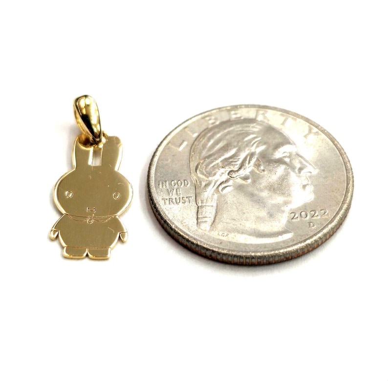 14k yellow Gold Miffy Rabbit Bunny animal Pendant charm Gift fine jewelry 1.1g image 2