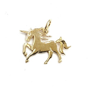 New 14k yellow gold unicorn full body pendant charm shiny gift fine jewelry 1g