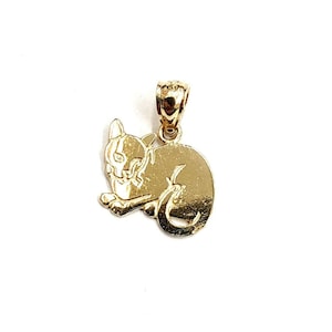 New 14k solid yellow Gold cat full body Pendant charm jewelry fine gift pet 1.1g