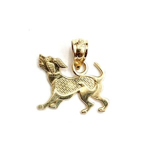 14k yellow Gold tiny dog full body Pendant charm fine jewelry gift pet 0.6g