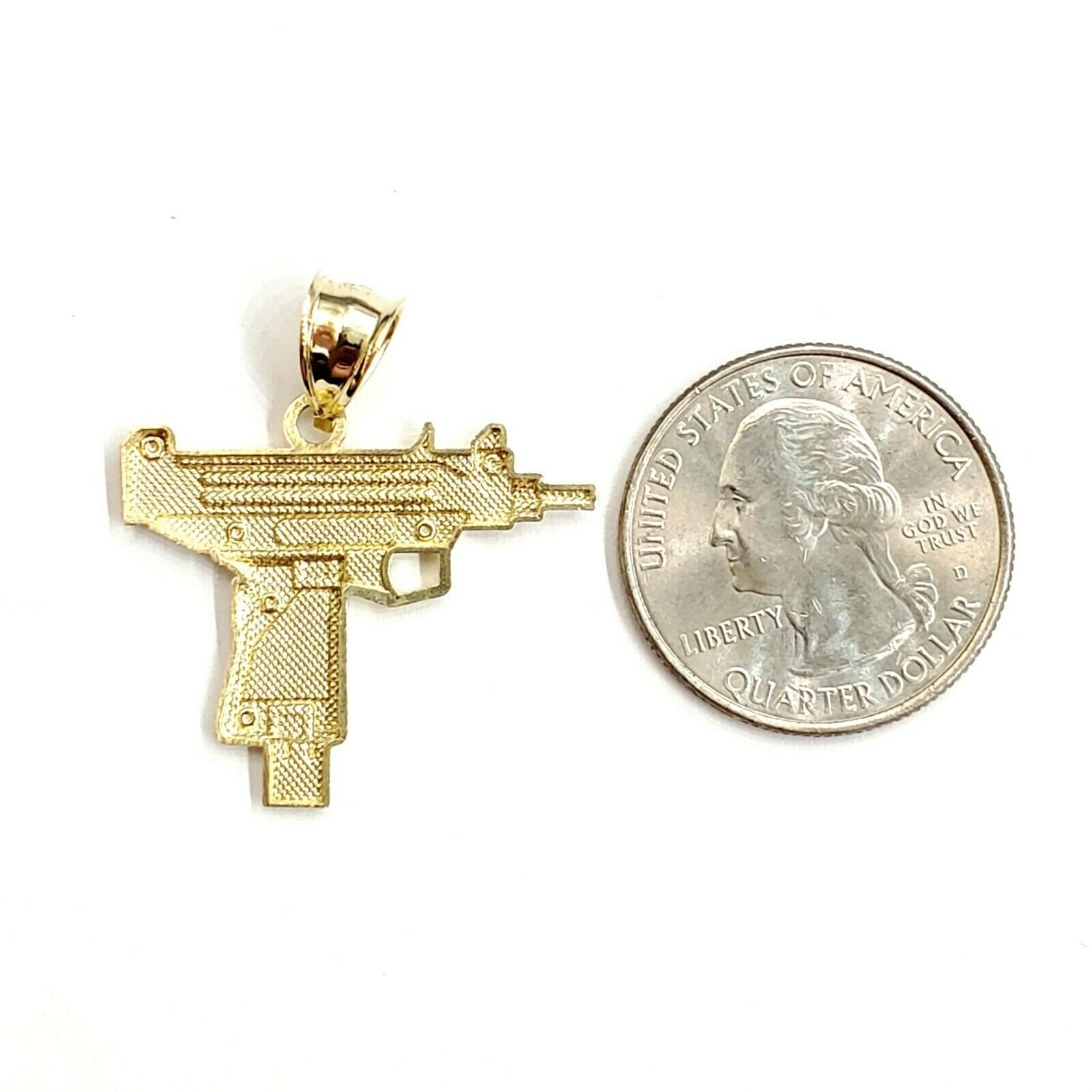 10k yellow Gold solid Uzi machine gun Pendant charm gift male Etsy