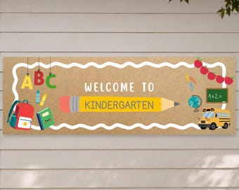 学校へようこそバナー、新学期 | Canvaテンプレート | 小学校 - 幼稚園、1年生、2年生、3年生、4年生、5年生、6年生の教室