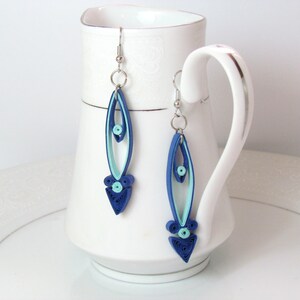 Quilled paper earrings, handmade ladies gifts paper art quilling jewelry dangle and drop DIY earring accessories by yjmai