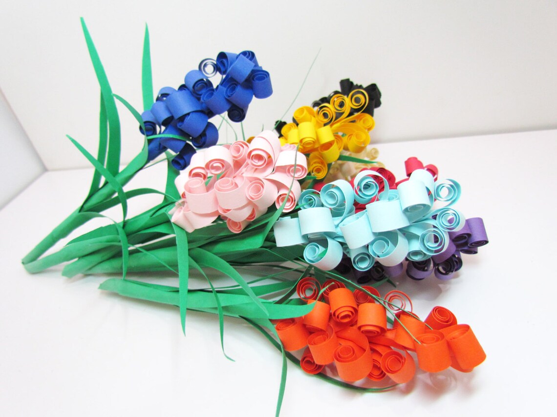 12 Pcs Hyacinth Handmade Paper Quilled Flowerdiy Colorful Etsy