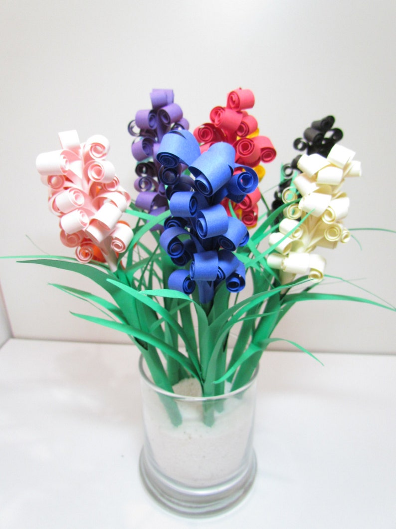 12 Pcs Hyacinth Handmade Paper Quilled Flowerdiy Colorful Etsy