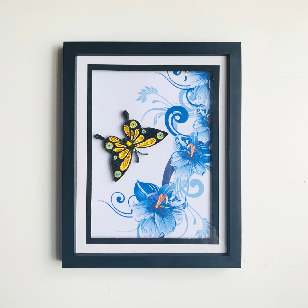 3D Paper Quilling Yellow Butterfly, 2 Ways to Hand Up, Butterfly With ...