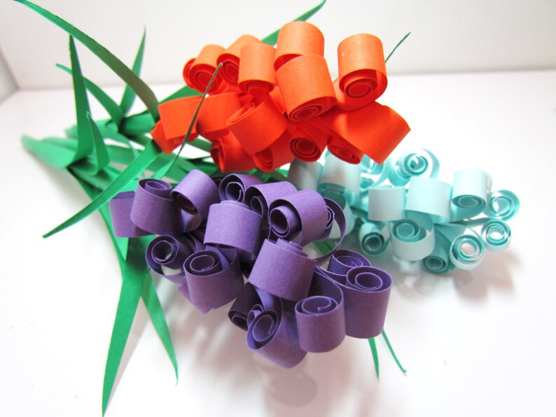 12 Pcs Hyacinth Handmade Paper Quilled Flowerdiy Colorful - Etsy