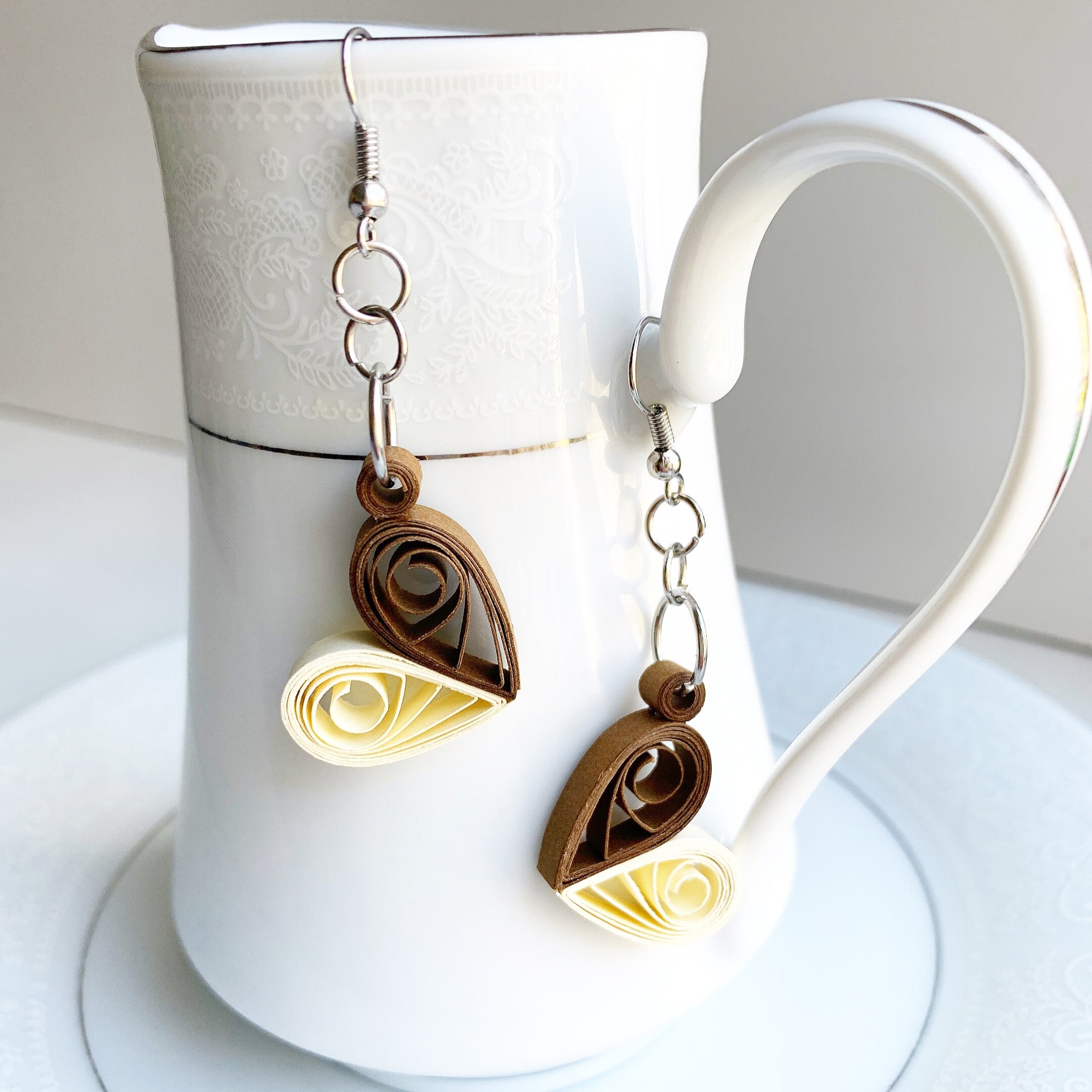 Lovely heart quilling earring 2 color paper heart earring Etsy.de