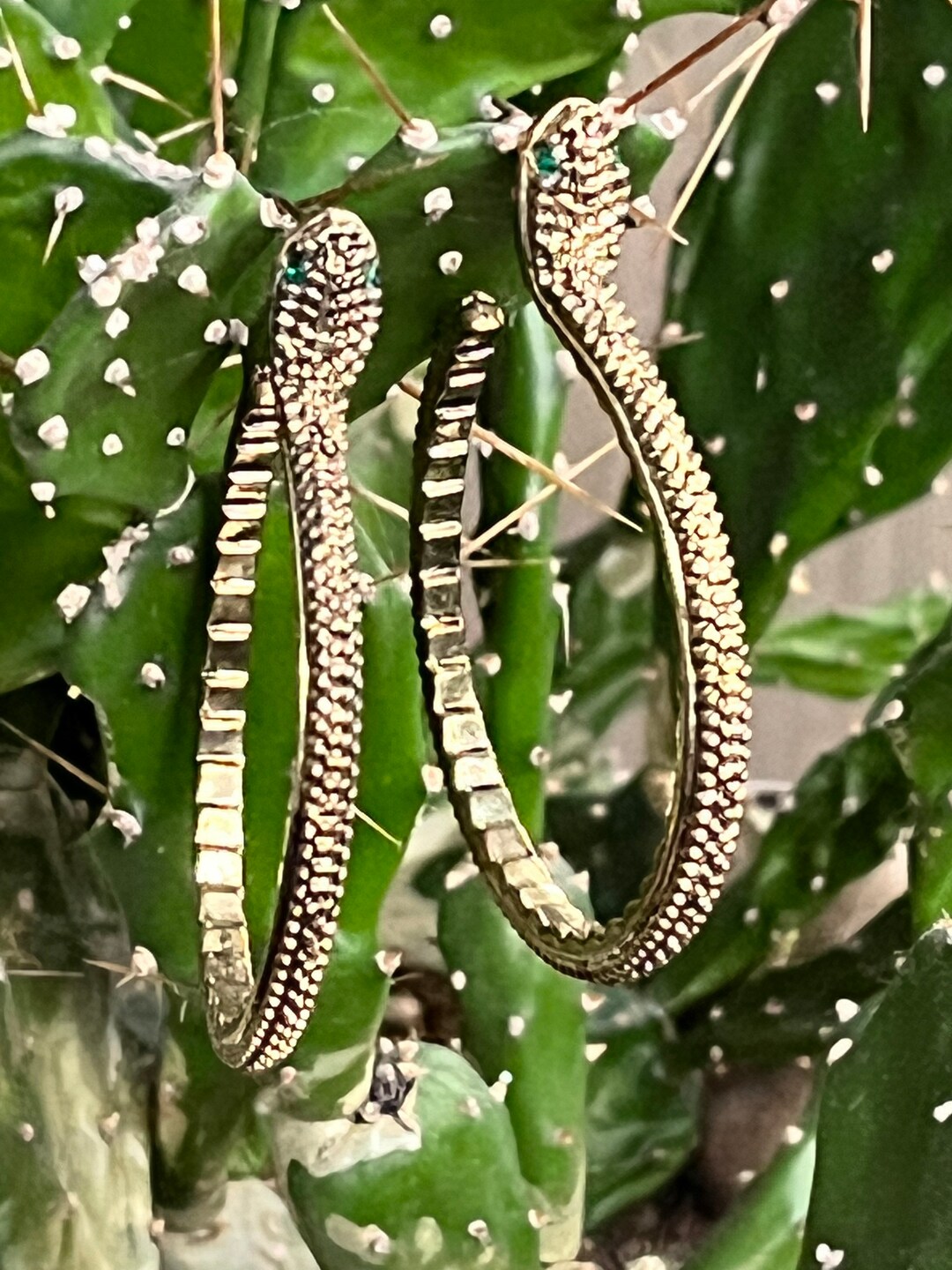 Vintage Snake Hoop Earrings Green Eyes Adornment Etsy Canada