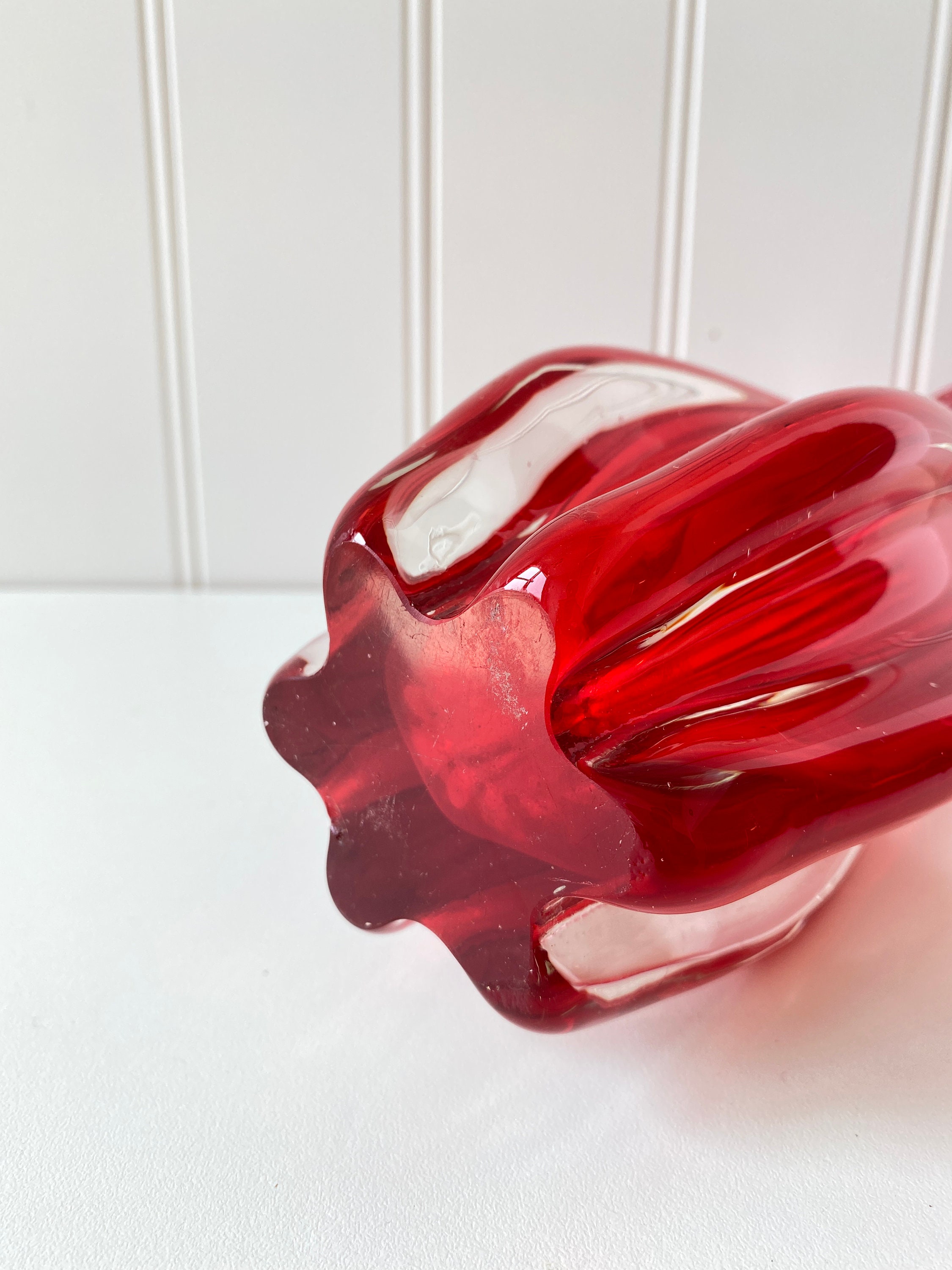 Red Glass Sanyo Vase Made in Japan Valentine Flower Gift Etsy Canada