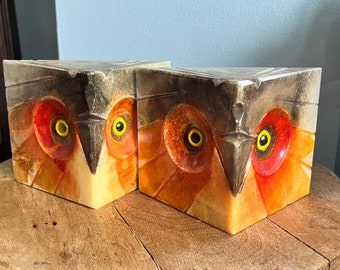 Owl Alabaster Bookends | Made in Italy | Bookshelf Decor