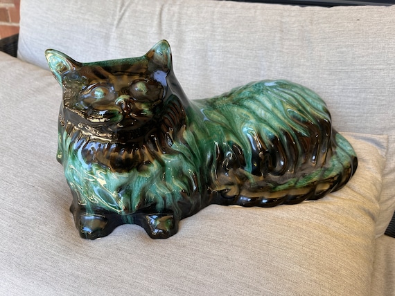 unoa 【Victorian cats Blue green】 Life Size Blue Mountain Pottery Cat | Extra Large - Etsy