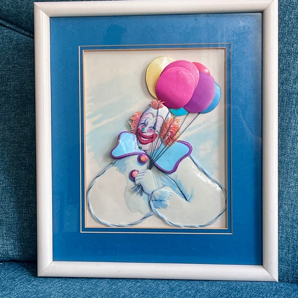 Clown en papier encadré | W. Harold Hancock | Art de clown des années 80