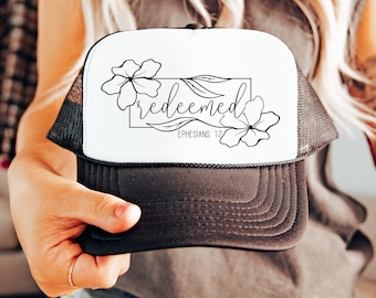 Christian Hats | Christian Gifts for Her | Trucker Caps Christian | Christian Apparel | Baptism Gift | Scripture Gifts | Bible Verse Hat
