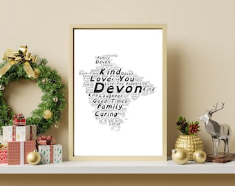 Forma Devon a medida, totalmente personalizada, Navidad, boda, cumpleaños, despedida de soltera, aniversario, única, descarga digital.