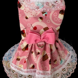 Cute PinkCupcake Dog Harness Dress