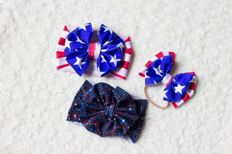 July 4th Fireworks Big Bow Headwrap fireworks headband girls head wrap baby headband