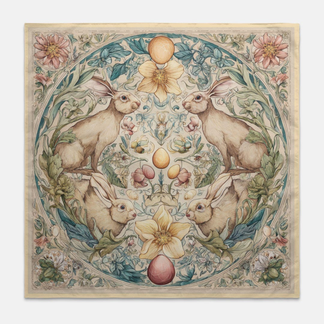 Ostara Altar Cloth – Spring Witchcore Pastel Ritual Cloth With Bunnies ...
