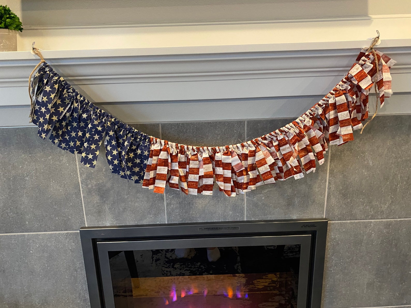 American Flag Garland Flag Banner Americana Garland Etsy