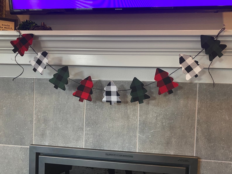buffalo plaid christmas tree garland / buffalo plaid garland / image 5