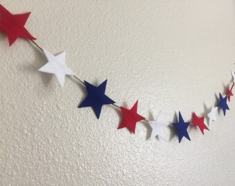 4th of july garland / felt star garland / 4th of July banner / patriotic garland / felt star banner / 4th of july decor / Americana banner
