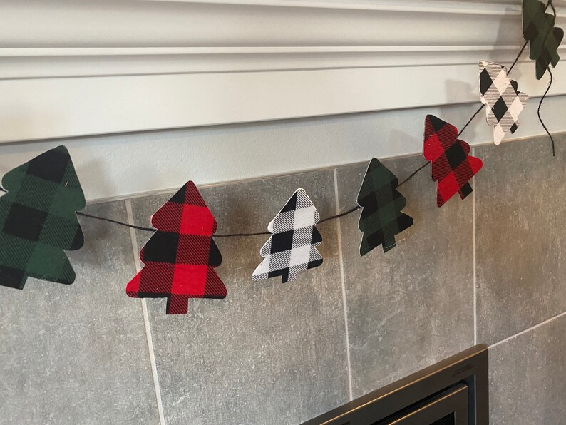buffalo plaid christmas tree garland / buffalo plaid garland / image 1