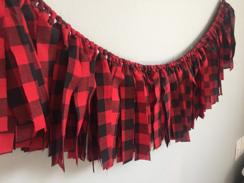 Buffalo Plaid Garland / Red Black Buffalo Plaid Christmas / Etsy