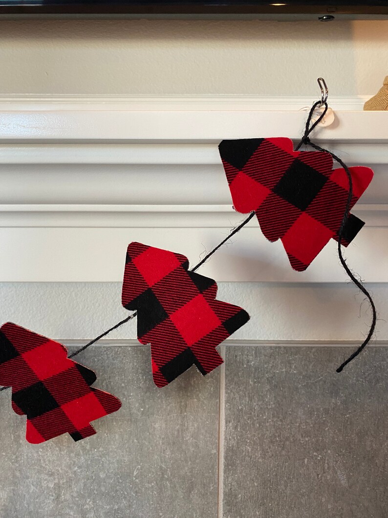 buffalo plaid christmas tree garland / buffalo plaid garland / image 2