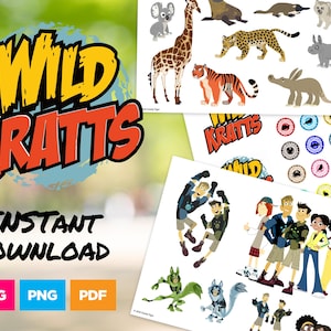 Pacchetto SVG PNG Wild Kratts / File di taglio Cricut per animali / Lavoretti per feste per bambini / Download digitale