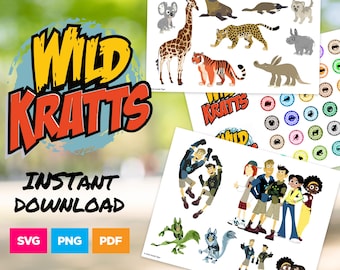Wild Kratts SVG PNG Bundle | Animal Cricut Cut Files | Kids Party Crafts | Digital Download