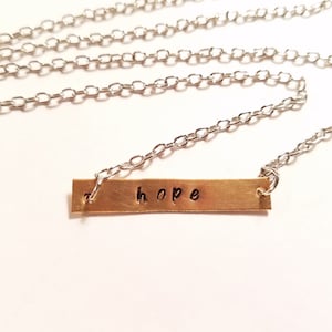 Necklace, Hope Necklace, Hand Stamped Metal Necklace, Stamped Necklace  Hope, Metal Charm Necklace, Necklace Hope, Stamped Hope Necklace