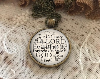 My Refuge Necklace, Psalm 91:2, Bible Verse Necklace, He Is My Refuge, Place Of Safety, Personalized Gift, Inspirational Jewelry, Christian