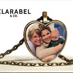 Custom Heart Photo Necklace: Personalized Heart Pendant with Your Photo or Words, Grief Gift, Also Available on Keychain