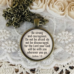 Do Not Be Afraid Necklace, Bible Verse Necklace, Strong Corageous, Joshua 1:9, Personalized Gift, Christian Gift, Inspirational Quote