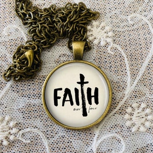 Faith Over Fear Necklace: Bible Scripture Inspired Pendant, Also Available on Keychain, Optional Free Personalization