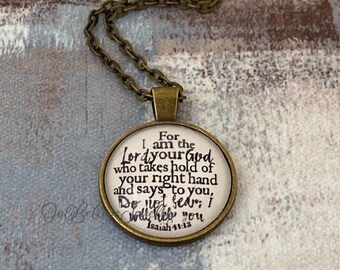 Do Not Fear Neckace | Gift, Isaiah 41 13 Scripture Pendant I Will Help You Do Not Fear Courage Brave Inspired Faith Jewelry Fearless