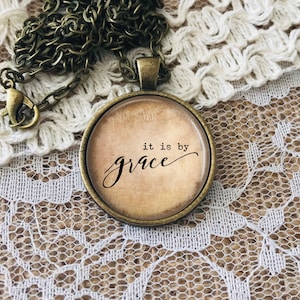 Grace Necklace, It Is By Grace, First Community Gift, Christian Jewelry, Custom Gift, Personalized Gift, Keychain, Confirmation, Baptism