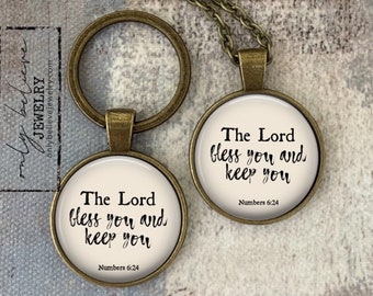 Numbers 6:24 Pendant, The Lord Bless You And Keep You, Bible Verse Necklace, Scripture Keychain, Personalized, Small Gift, Christian Gift