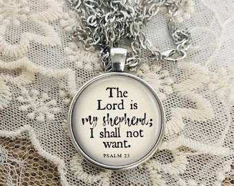 The Lord Is My Shepherd Necklace, Psalm 23:1 Bible Verse Pendant, Christian Jewelry, Personalized Gift