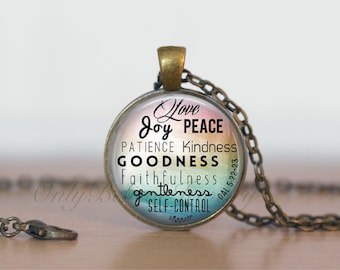 Fruit of the Spirit Necklace, Galatians 5 22-23 Bible Verse Pendant, Personalized
