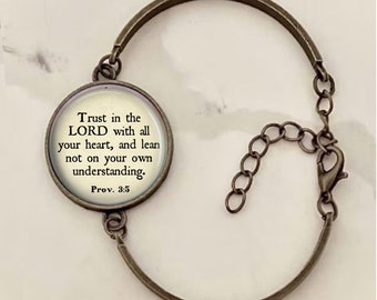 Trust in the Lord Bracelet, Proverbs 3:5-6 Bible Verse Bracelet, Personalized Gift, Christian Jewelry, Inspirational Jewelry, Lean Not On