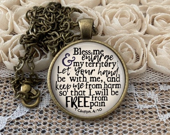 Bible Verse Necklace, Bless Me And Enlarge My Territory, Scripture Pendant, 1 Chronicles 4:10, Add Name,Personalized Gift, Christian Jewelry