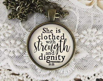 Proverbs 31 Woman Necklace: Strength & Dignity, Personalized Christian Jewelry