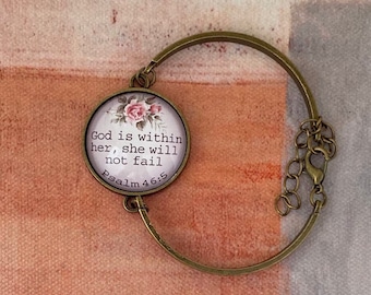 God Is Within Her Bracelet, Psalm 46:5, Personalized Bracelet, Christian Gift, Mother’s Day Gift, Sister Daughter Women, Bible Verse Bracele