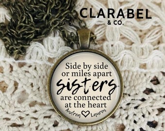 Side By Side Mikes Apart Sisters Necklace: Friend Gift, Personalization Optional