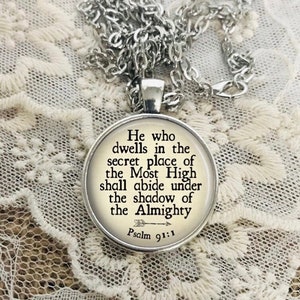 He Who Dwells Necklace, in the Secret Place of the Most High, Psalm 91:1 Bible Verse, Christian Jewelry, Personalized Gift, Custom Keychain