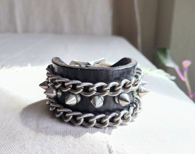 80's-90's Punk Studded Leather Bracelet