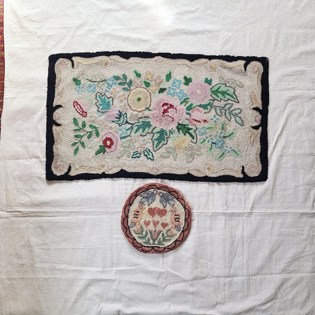 Vintage Hooked Rugs Etsy